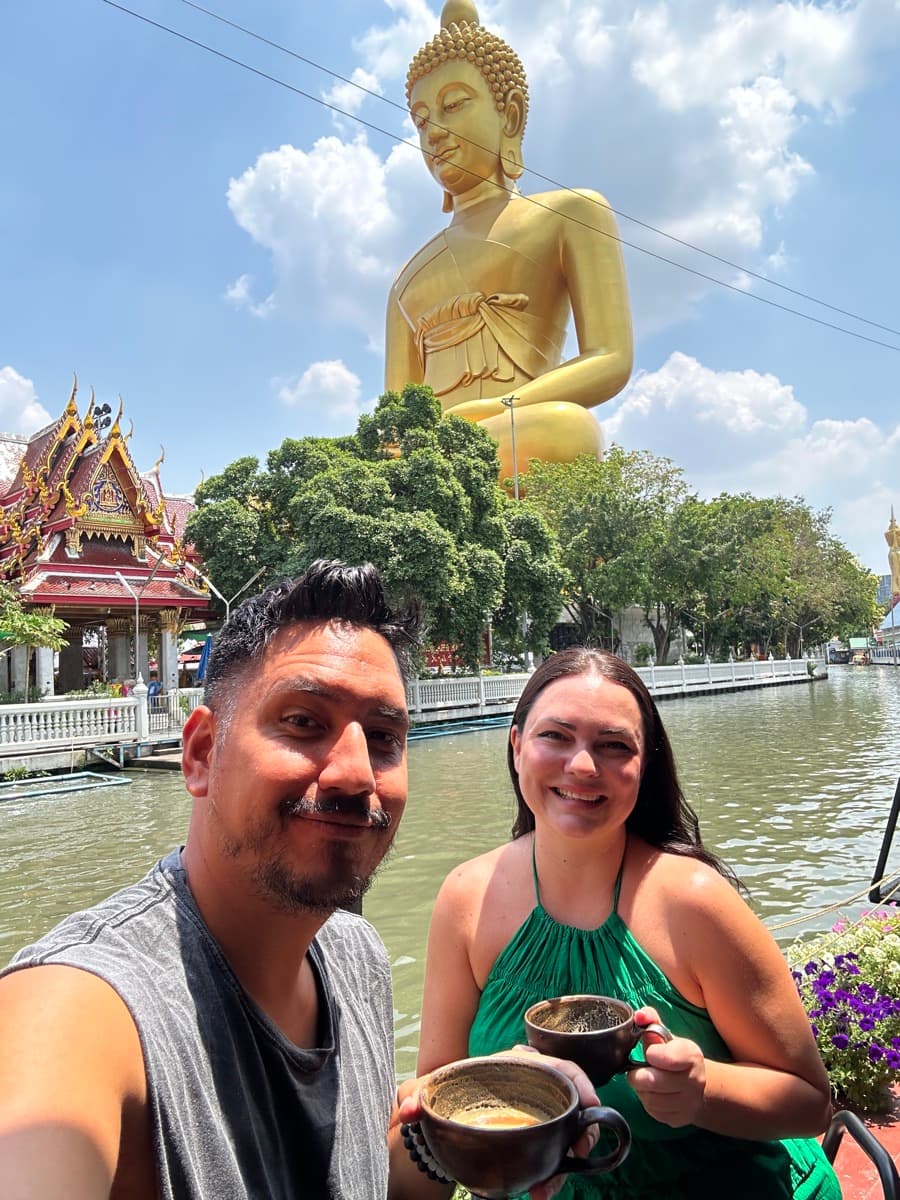 Canal-side coffee under the Big Buddha