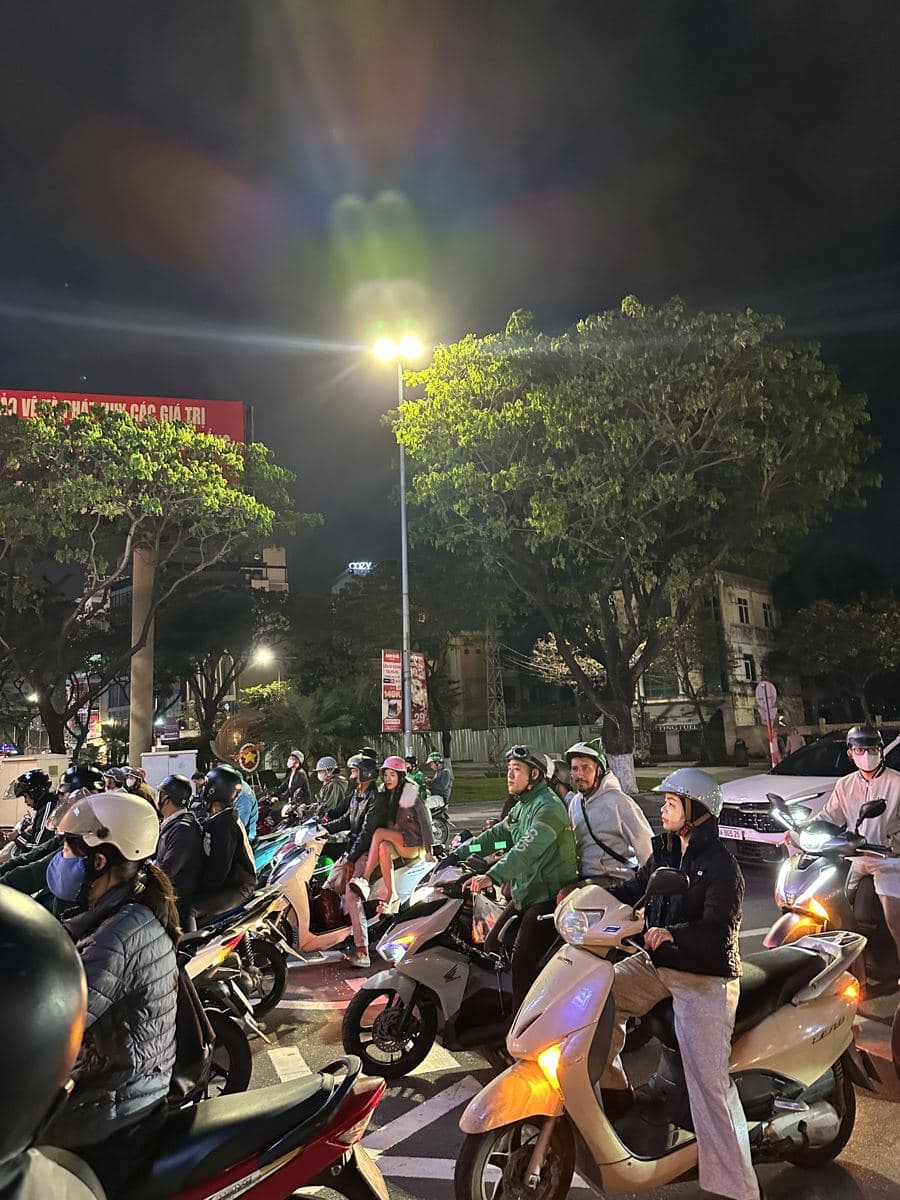 Scooter traffic on a Da Nang evening